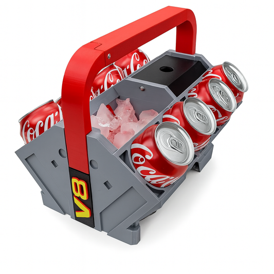 V8 Engine Block Beer & Soda Cooler Caddy – 3D Printed Carry Case